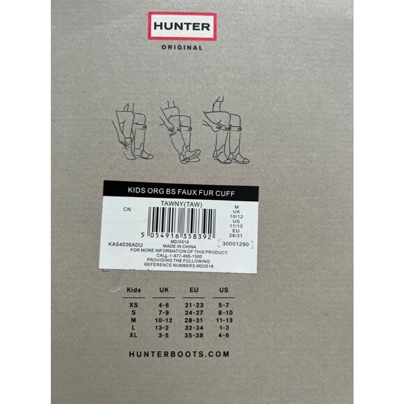 Hunter Kids Faux Fur Cuff Boot Sock Black Tawny ( US 11-13 ) - Picture 2 of 2